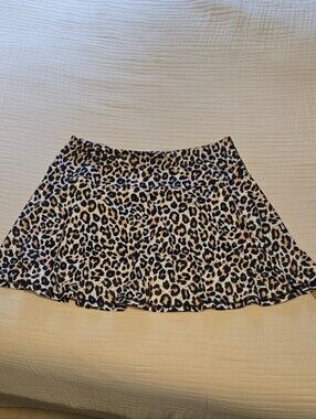 Women's Leopard Print Skort in Beige and Black